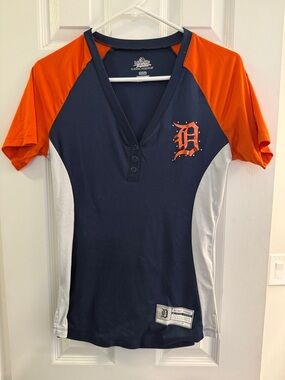 Detroit Tigers Navy & Orange Raglan Baseball Tee